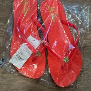 Lilly Pulitzer Mizner Red Pool Flip Flops